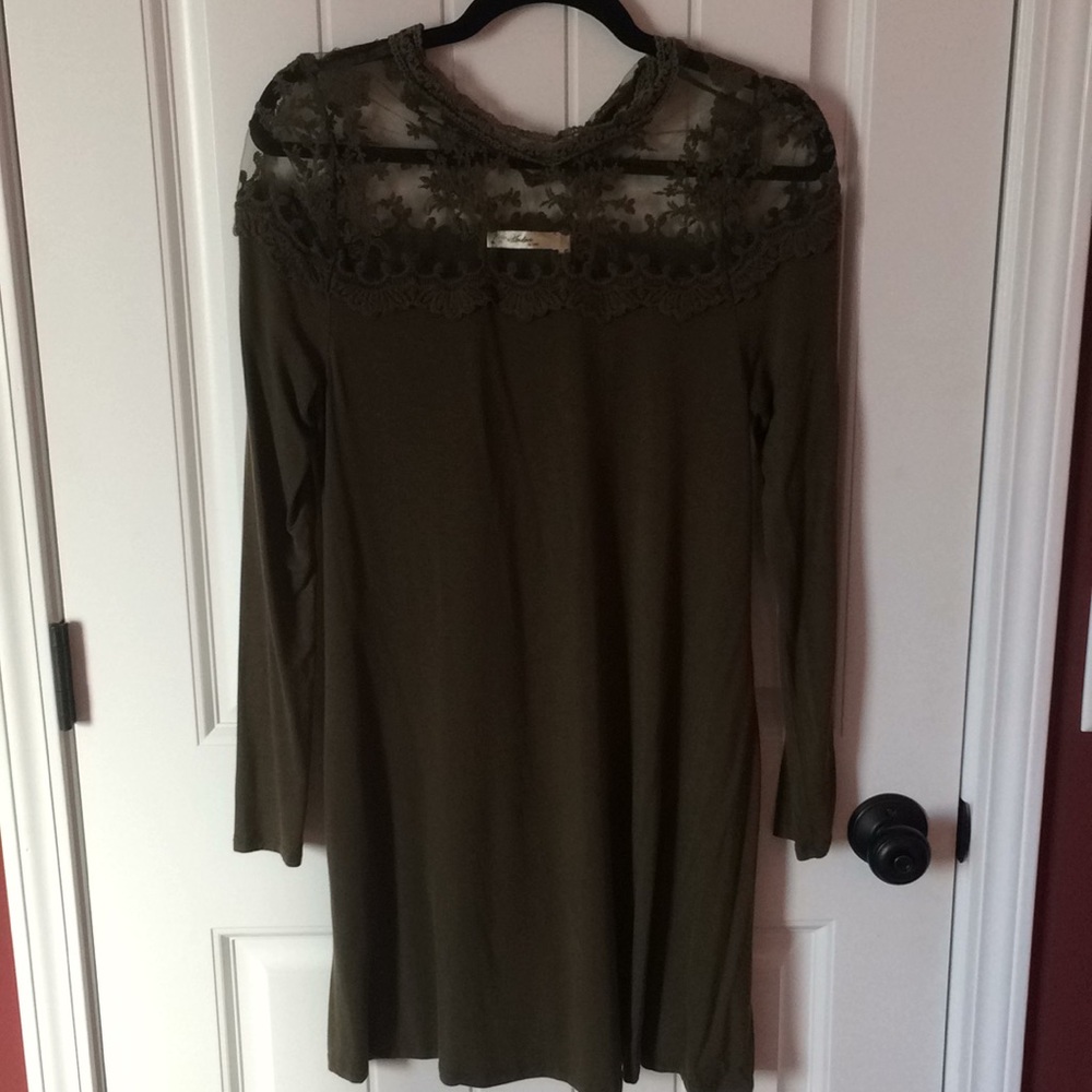 Andree Olive colored lace dress